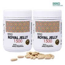 이노헬스앤케어 뉴질랜드 로얄제리 1500mg 300베지캡슐 2개 - 주문 후 10일 이내 수령예정(공휴일제외), 300캡슐 - 2개 (프로폴리스 치약 증정)