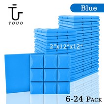 발전기방음박스 방음재 흡음재 사운드 흡수 폼 어쿠스틱 스폰지 스튜디오 방음 벽 6 개, 34.Blue - High Density - 6 Pcs