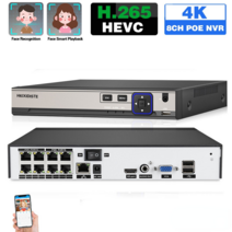 CCTV NVR 녹화기 8채널 4K H.265 POE NVR 안면인식 8MP POE 네트워크 모니터링 녹화기 8CH XMEYE NVR 4CH 5MP, 3T, 미국 플러그