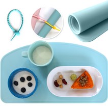 마이엘리 실리콘테이블매트+매트보관용실리콘타이, 1인, 블루