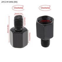 아반떼 md 사이드미러 순정 범용 블랙 오토바이 미러 어댑터 M8 M10 8mm 10mm 2 개 볼트 스틸 금속, 06 2x M10M8 (RR)