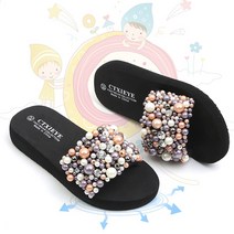 JINNY 180-260mm까지 엄마랑딸이랑 블링블링 레인보우 진주큐빅 슬리퍼 CH10