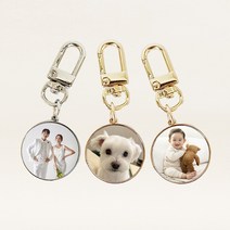 더오래 포토 키링 커스텀 맞춤제작 악세사리 에어팟 버즈 자동차 키홀더, 단면_실버, 사진디자인(사진크롭), 선물포장(PE필름케이스)