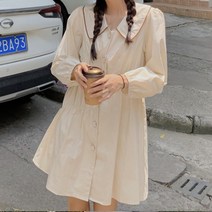 [랜덤플레이] 셔링 포인트 카라 미니 원피스