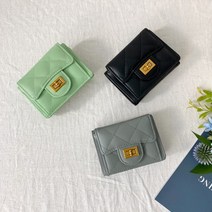 리얼 양가죽 미니 3단지갑 퀼팅 똑딱이 카드 지갑