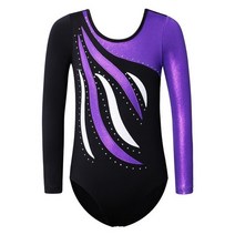 요가매트 체조 착지 매트 낙법 구르기 체육관 높이점프 유도 baohulu kids teens gymnastics leotard for girls 긴 소매 반짝 이는 라인 석 옷, b183 블랙퍼플, 14a