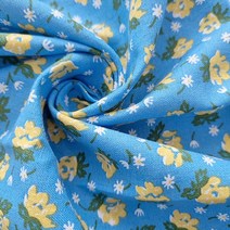 보나린넨꽃무늬원단, 블루