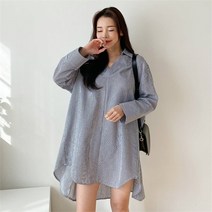 [02/14] 스트라이프 브이 넥 셔츠 원피스 여성 봄 가을