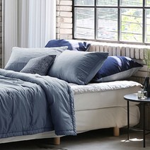 [소프라움] 데일리3 워싱 누비 베개커버 2개 블루/50X70 (아사면 60수)