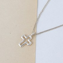 골드앤스톤 미니 십자가 실버 925 심플한 여자 은목걸이 SVN07