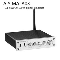 방송 음향 오디오 출력 증폭기 스피커aiyima tpa3156 블루투스 서브우퍼 2.1 50wx2 100w 디지털 전력 aptx hd 5.1 홈 시어터 coax opt dsp, 협력사, A03 실버