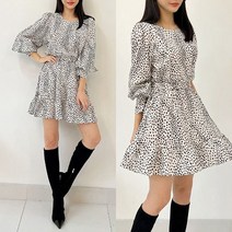 퍼니걸스 9590 호피 레오파드 밴딩 미니 원피스 여성의류