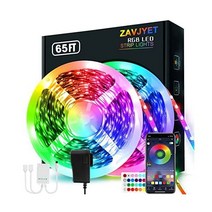 LED 스트립 조명 19 8m(65피트) 스마트 로프 조명 스트립 44키 리모컨 RGB 5050 색상 변경 음악 동기화 스트립 휴대폰 앱 제어 조명 침실 거실 가정 크리스마스 파티, 65ft