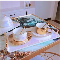 홈카페 도자기 잔 에스프레소 머그컵 커피잔 라떼잔 세트, 골드색세트, 1세트