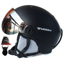 문 스키 헬멧 통합 성형 PC   EPS 고글 스키 헬멧 야외 성인 스포츠 스키 스노우 보드 스케이트 보드 헬멧, L(58-61cm)_2, Black_4