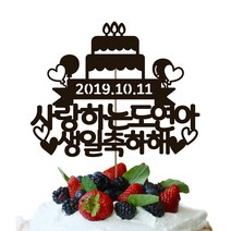 네임코코 생일토퍼 여행토퍼 기념일토퍼 케이크토퍼 주문제작 파티용품, 토퍼 TP-생일3-다크브라운(자유문구)