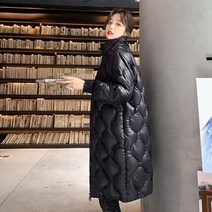 구스 다운 롱패딩 남자 여자 경량 자켓 여성 코 튼 패딩 옷 빛 중간 롱 서 칼라 얼굴 Streetwear 버블 코트