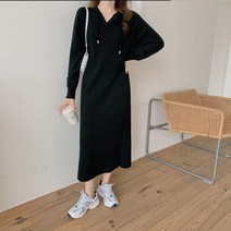 Yunyan 롱 후드 롱니트원피스