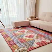 지베누오 먼지없는 북유럽풍 거실매트 바닥이불 침대패드, 핑크, 5광목하트