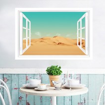 뮤럴벽지 비스코스 벽 스티커 3D 입체벽화 PVC 스티커 모의창문 자연풍경 장식 60*40cm/150*100cm, 013