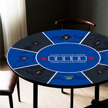텍사스 홀덤 성인용 보드게임 포커 칩 원형 테이블 포카 카드 트럼프 판 매트, 블루 8인 + 120x120x0.2cm