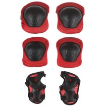 6 개대 어린이 자전거 사이클링 스케이트 보드 롤러 손목 보호 장비, 빨간색
