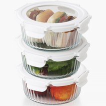 네오플램 글라스캡 내열유리 반찬통 밀폐용기 3p세트 950ml, 3개