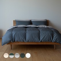 슬라운드 프리미엄 구스 무봉제 알러지케어 차렵이불 침구세트, 사계절, Q/K (이불단품), 샌드 딥그린