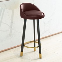 의자 가벼운 바 의자 심플 프론트 의자 등받이 의자, Brown-70CM 블랙 골드 다리-왁스 피부