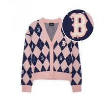 MLB 엠엘비 여성 아가일 모노그램 크롭 가디건 BOS L.Pink 3FKCM0134-43PKL