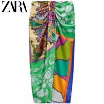 [ZARA] 패턴 매듭 스커트 웨이스트 스플릿 미디 03082220330