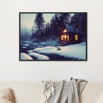 눈내리는 산장 풍경 DIY 보석십자수 겨울 따뜻한 오두막 비즈 그림 만들기 집에서 취미 생활, 80x60CM