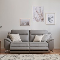 한샘 MVME 프라임 리츠 천연가죽 리클라이너 소파 3인, 페더 화이트(A)