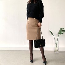 네모 여성용 금장버튼 스커트