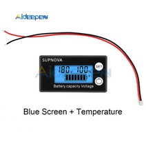 휴대용 전기 전압 전류 측정기 테스터기 전압계 전류계 검전기 DC8-100V LCD 디지털 디스플레이 배터리 용량 표시기 납산 전원 알람 온도, [03] Blue, 03 Blue