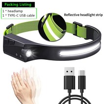 자전거타이어 유도 헤드 램프 cob led 헤드 램프 내장 배터리 손전등 usb 충전식 헤드 5 조명 모드 헤드 라이트, 반사판, 유럽 ​​연합