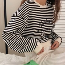 봉시스터즈 클래색단가라맨투맨 여성맨투맨 여자맨투맨 맨투맨 긴팔티 긴소매 라운드 나염티 나염맨투맨 기본맨투맨 크롭
