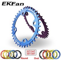 자전거체인휠 크랭크암 ekfan 104bcd 링 32t34t36t38t 원형 타원형 셋, 38t 라운드 레드, 1개