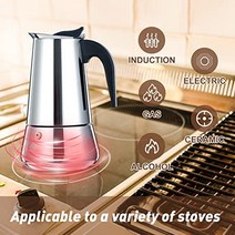 Simyolife Stovetop 에스프레소 메이커 스테인레스 스틸 이탈리아 커피 메이커 모카 포트 인덕션 가능 모카 커피 머신 카페 여과기 메이커 실버(6컵 10oz/300ML)-발렌타인 데이 선물, 6-Cups