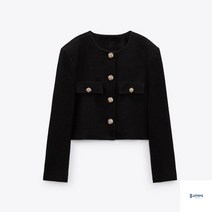 자라 자켓 트위드 골드버튼 라운드넥 정장 숏 8969411 1608236