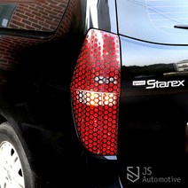 JS AUTOMOTIVE 그랜드스타렉스 리어램프 타공튜닝 랩핑스티커 엠블럼 트렁크 몰딩 보호가드 외관 드레스업 용품, 블랙 12p