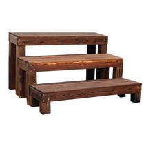 원목 야외 3단 계단 발판 마당 꾸미기 나무 원목계단, 120X30X36