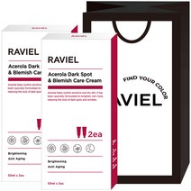 RAVIEL 라비엘 아세로라 기미크림 50ml x 4개입 선물 세트 + 쇼핑백, 2세트
