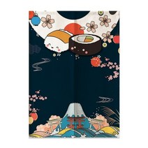 일본 후지 웨이브 체리 도어 커튼 파티션 주방 출입구 장식 커튼 카페 레스토랑 입구 노렌 하프 커튼, 65x90cm, 02