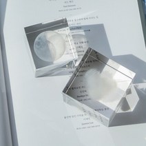 감성 아크릴 큐브 촬영 소품 오브제 [3종 투명 입체 구름 크리스탈 문진 조각 사진 배경 인테리어 장식], 6cm 달