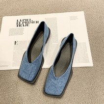 케빈디자인 감각 캐주얼 굽 낮은 프랑스식 네모난 단화 러푸화 봄 여름 얕은 구두 콩신 여성화