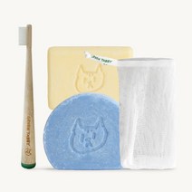 그린태비 스타터 세트 (다시마 블루 샴푸바+동백 트리트먼트바+대나무칫솔+파우치형 비누망)