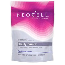 NeoCell Beauty Bursts 네오셀 뷰티 버스트 콜라겐 타입1&3 히알루론산 + 비타민C 후르츠펀치맛 60소프트츄, 60개입, 1개