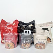 제주 특산품 컵라면 4개 + 쫀디기 1개 세트 (딱새우라면 딱멘 흑돼지라면 돗멘 컵라면 흑우라면 음멘 컵라면), 딱멘 컵 2 + 돗멘 컵 2