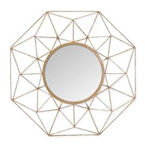 Asense Home Collection 거울 클래식 금속 장식 벽 거울 (서클 골드), Octagon Gold